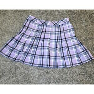 Mamba‎ Jeans Pink Plaid Pleated Skirt Size M, Length 15", Waist 28"